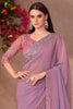 Captivating Pink Border Work Georgette Festival Wear Saree With Blouse