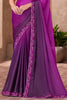 Tantalizing Violet Chiffon Border Work Party Wear Saree With Blouse