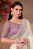 Glamorous White Border Work Georgette Event Wear Saree With Blouse