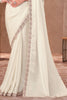 Glamorous White Border Work Georgette Event Wear Saree With Blouse