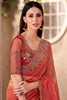 Attractive Orange Border Work Tissue Silk Festival Wear Saree