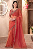 Attractive Orange Border Work Tissue Silk Festival Wear Saree