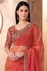 Attractive Orange Border Work Tissue Silk Festival Wear Saree
