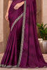 Lovable Wine Border Work Chiffon Reception Wear Saree with Blouse