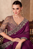 Lovable Wine Border Work Chiffon Reception Wear Saree with Blouse