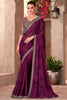 Lovable Wine Border Work Chiffon Reception Wear Saree with Blouse