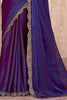 Amazing Navy Blue Border Work Georgette Party Wear Saree With Blouse