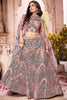 Awesome Dusty Pink Paper Mirror Work Net Lehenga Choli With Dupatta