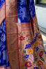 Precious Blue Zari Weaving Paithani Silk Traditional Saree With Blouse