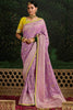 Wonderful Lavender Zari Weaving Silk Wedding Wear Saree With Blouse