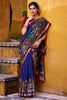 Alluring Blue Kalamkari Printed Chanderi Festival Wear Saree With Blouse