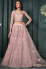Charming Baby Pink Embroidered Net Bridal Lehenga Choli With Dupatta