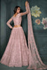 Charming Baby Pink Embroidered Net Bridal Lehenga Choli With Dupatta