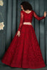 Lovable Red Embroidered Net Bridesmaid Lehenga Choli With Dupatta