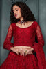 Lovable Red Embroidered Net Bridesmaid Lehenga Choli With Dupatta