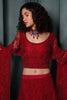 Lovable Red Embroidered Net Bridesmaid Lehenga Choli With Dupatta