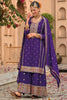 Exquisite Purple Sequins Work Chinon Festive Wear Palazzo Suit