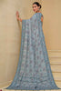 Pacifying Powder Blue Thread Embroidered Organza Engagement Wear Saree