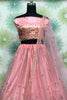 Precious Peach Embroidered Net Engagement Wear Lehenga Choli