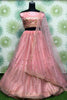 Precious Peach Embroidered Net Engagement Wear Lehenga Choli