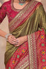 Magnetic Olive Green Patola Kanjivaram Weaving Event Wear Saree