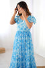 Awesome Sky-Blue Printed Georgette Casual Wear Dress