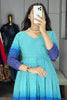 Glamorous Sky-Blue Chikankari Cotton Party Wear Dress