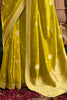 Amazing Mustard Yellow Zari Weaving Silk Event Wear Saree With Blouse