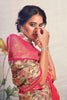 Captivating Pink Floral Printed Silk Engagement Wear Saree With Blouse