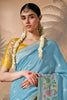 Fantastical Sky Blue Weaving Silk Event Wear Saree With Blouse