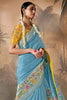 Fantastical Sky Blue Weaving Silk Event Wear Saree With Blouse