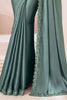 Amazing Dusty Sea Green Heavy Embroidery Georgette Function Wear Saree