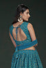 Rama Blue Thread Embroidered Georgette Reception Lehenga With Dupatta