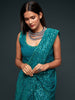 Attractive Teal  Blue Sequined Georgette Party Wear Saree