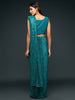 Attractive Teal  Blue Sequined Georgette Party Wear Saree