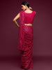 Fabulous Hot Pink Sequined Georgette Party Wear Saree