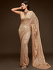 Awsome Ivory Sequined Georgette Party Wear Saree