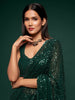 Awesome Deep Green Sequined Georgette Party Wear Saree