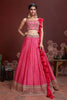 Pink Embroidered Chinnon Wedding Wear Lehenga Choli
