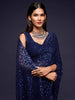 Pretty Blush Blue Sequined Georgette Party Wear Saree