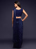Pretty Blush Blue Sequined Georgette Party Wear Saree