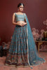 Sky Blue Digital Print Chinnon Silk Wedding Wear Lehenga Choli