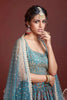 Sky Blue Digital Print Chinnon Silk Wedding Wear Lehenga Choli