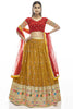 Mustard Yellow Thread Work Georgette Designer Lehenga With Choli