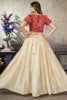 Off-White Sequins Art Silk Ready-Made Crop Top With Lehenga