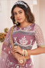 Lavender Thread Embroidered Butterfly Net Lehenga With Designer Choli