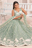 Pista Green Thread Embroidered Butterfly Net Lehenga With Designer Choli