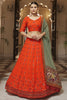 Orange Sequins Georgette Fancy Designer Lehenga With choli