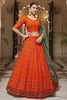 Orange Sequins Georgette Fancy Designer Lehenga With choli