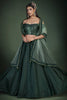 Dark Green Tafetta Silk Cocktail Lehenga With Dupatta